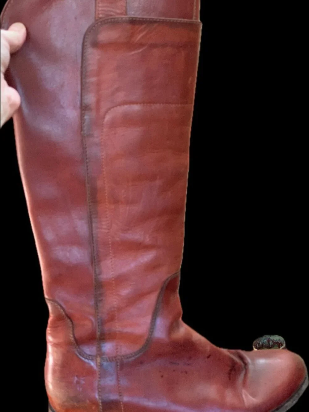 Frye Genuine Leather Knee-High Riding Boots | Burnt Red | Size 9